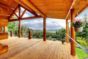 private deck at a large cabin in Pigeon Forge TN