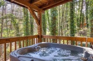 hot tub at linger longer cabin