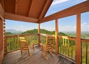 Enjoying mountain views from the deck is one of the best romantic Gatlinburg vacation ideas.