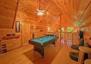 pool table inside gatlinburg cabin