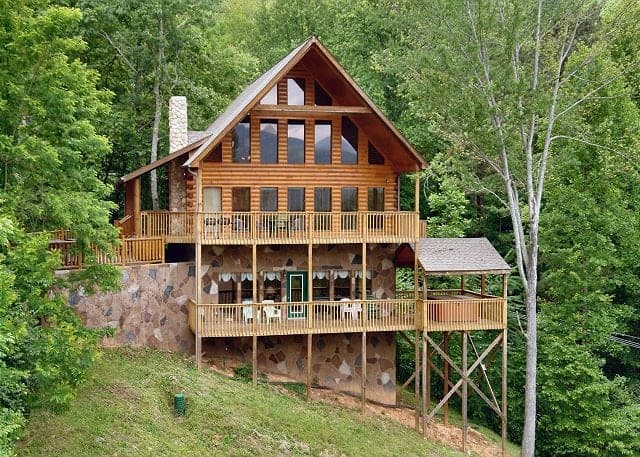 A large cabin in the Smoky Mountains.